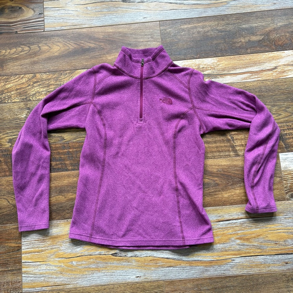 The North Face Pullover Sweater Womens XS Magenta Microfleece 1/4 Zipped